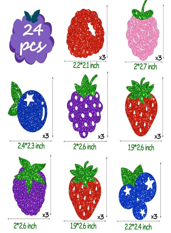 umoni Berry Cupcake Toppers Birthday Party Decorations Berry Party Cake Decorations 24PCS Glitter Strawberry Blueberry Cupcake Picks for Summer Raspberry Theme Baby Shower Supplies - Image 5